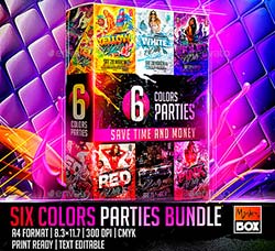 六套派对海报模板合集：Six Colors Parties Bundle